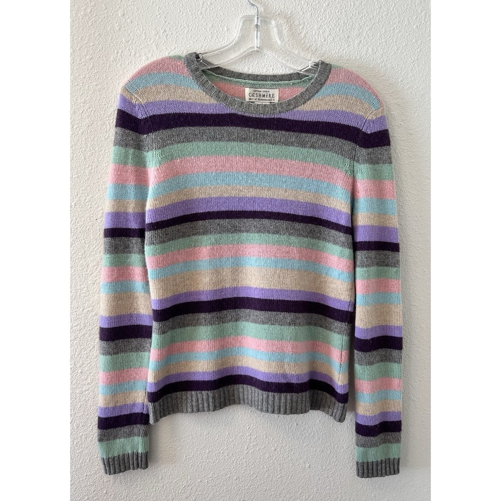 Vintage 90s Sutton Studio Cashmere Sweater Women's Small Striped Pastels Classic